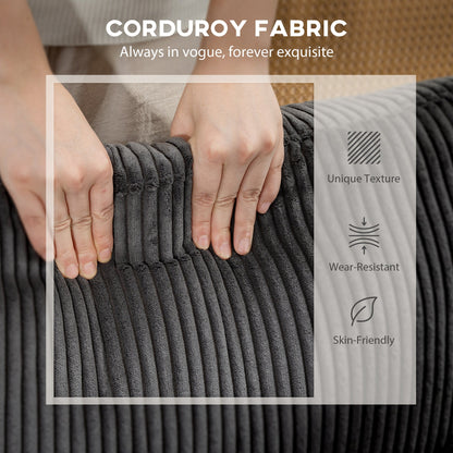 Modular Sectional Sofa, Oversized U-Shaped Couch with Spring Cushion, Corduroy Sofa for Living Room, Charcoal Grey