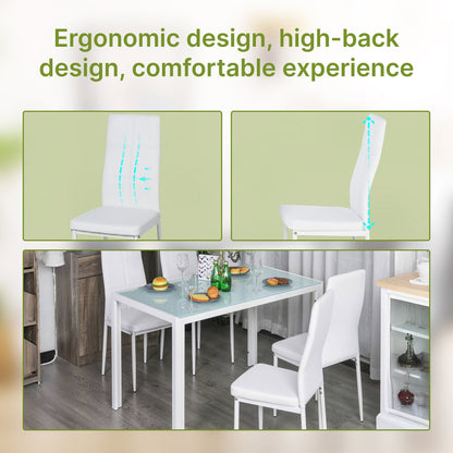 Zaya 5-Piece Rectangular Glass Dining Set for Small Spaces-White