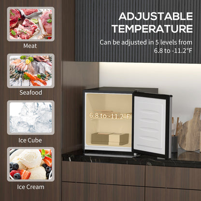 1.1 Cu. Ft. Mini Freezer, Compact Upright Freezer with Reversible Door, Removable Shelf, Adjustable Temperature, Black