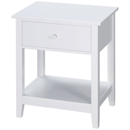 Modern Style Nightstand, Small End Table with Drawer and Storage Shelf for Bedroom, Living Room, Black