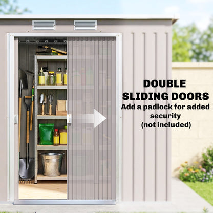 7' x 4' Galvanised Steel Garden Shed, with Foundation Kit - Green