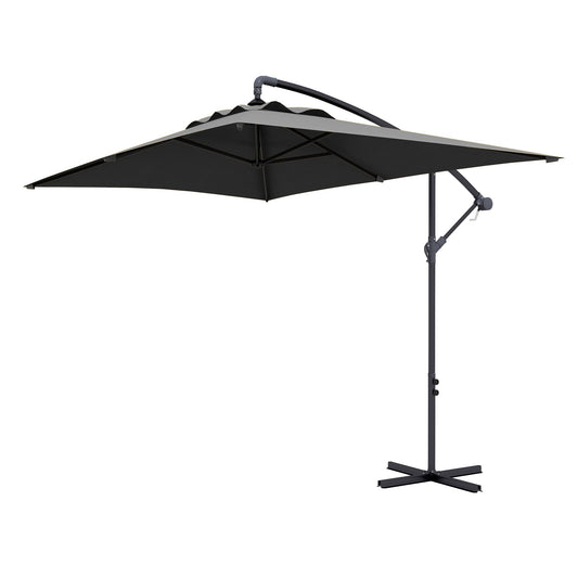 3(m) patio offset umbrella, with Cross Base - Dark Grey