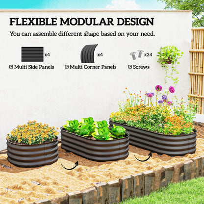 4.9 x 2 x 1ft Galvanized Raised Garden Bed Kit, Metal Planter Box with Safety Edging, Black