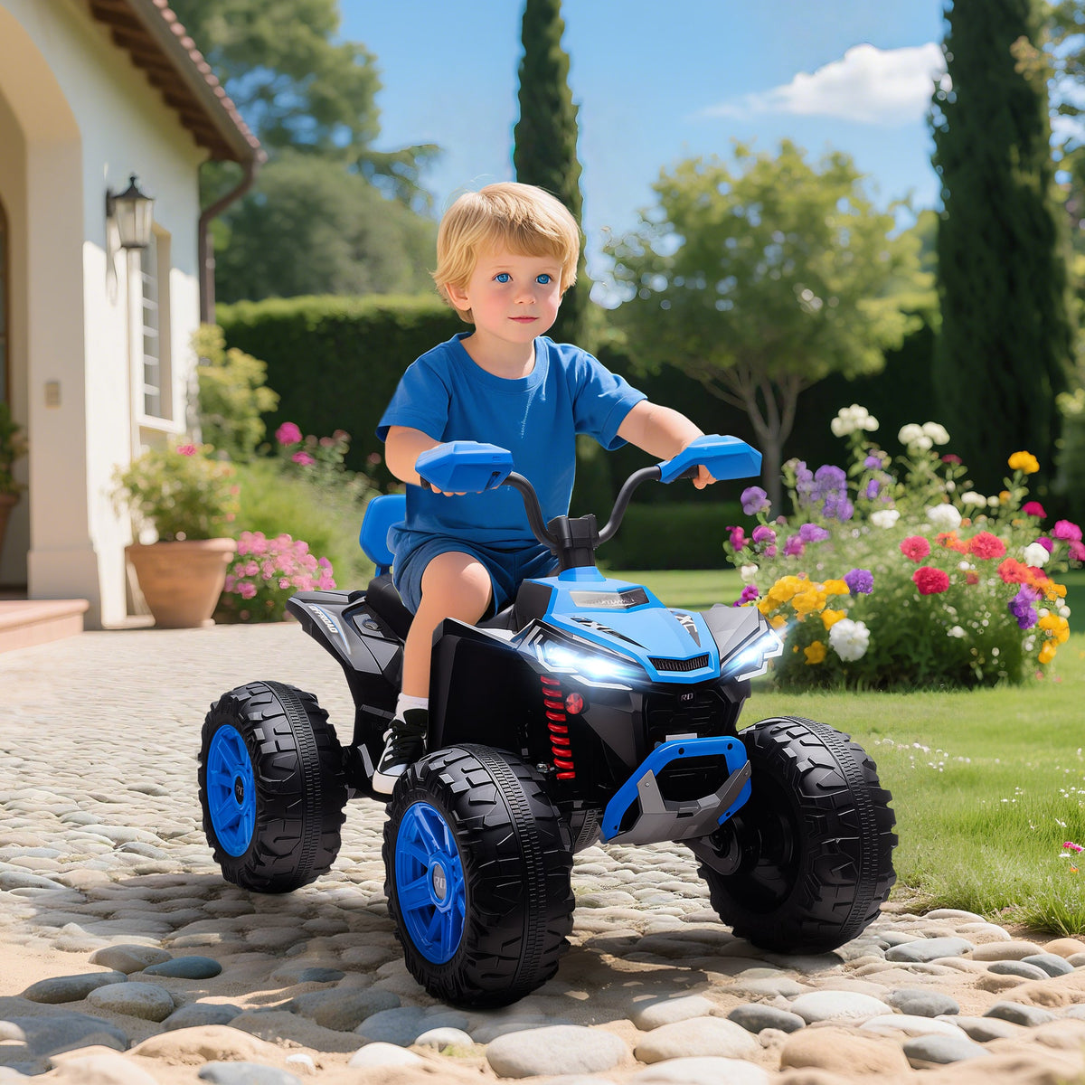 2-Seater All-Terrain 4 Wheeler, 24V Kids ATV Ride-On, Electric Quad Car with Dual Motor, for Boys and Girls, Black