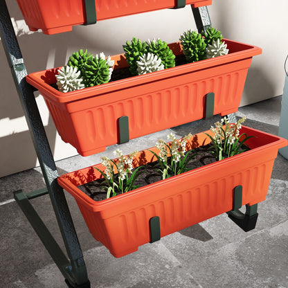 5-Tier Vertical Raised Garden Planter with 5 Boxes, Wheels, Outdoor Plant Stand for Vegetable Flowers, Brown