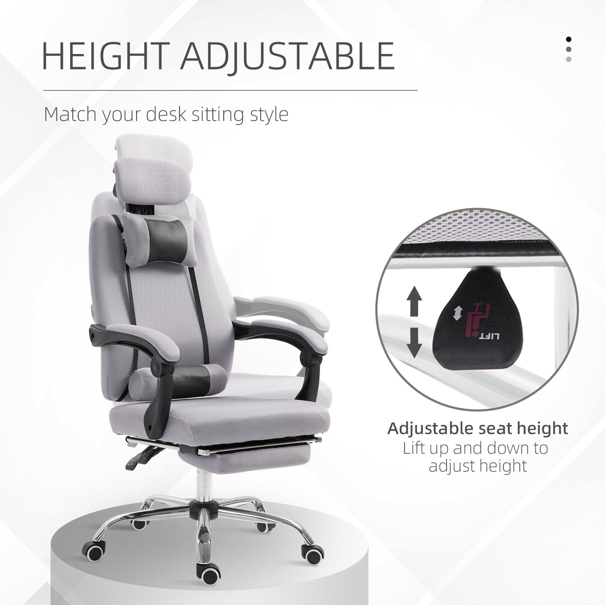 Ergonomic Executive High Back Office Chair with Footrest,Lumbar Support,Grey
