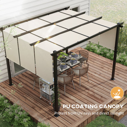 10' x 10' Metal Pergola, Outdoor Pergola with Retractable Canopy, for Garden, Patio, Backyard, Deck, Charcoal Grey