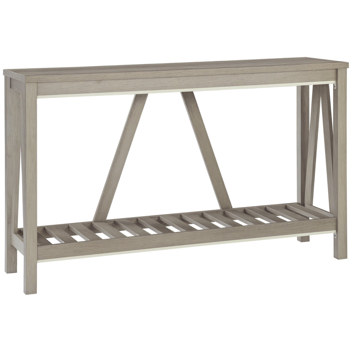 52" Console Table, Farmhouse Narrow Entryway Table with Storage Shelf, Rustic Sofa Table with Anti-tipper for Living Room and Hallway, Oak