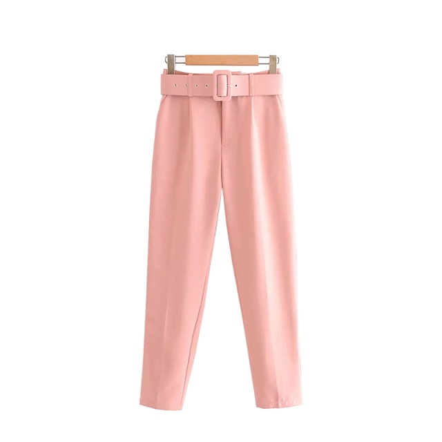 Belted Crop Dress Pants
