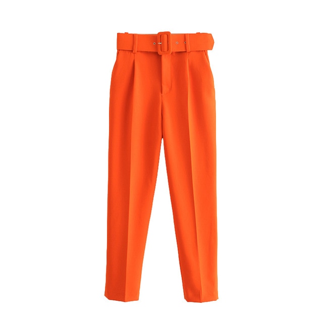 Belted Crop Dress Pants