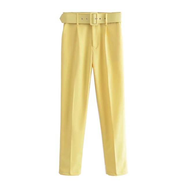 Belted Crop Dress Pants