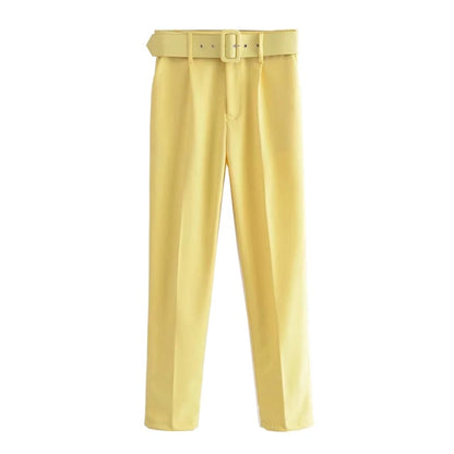 Belted Crop Dress Pants