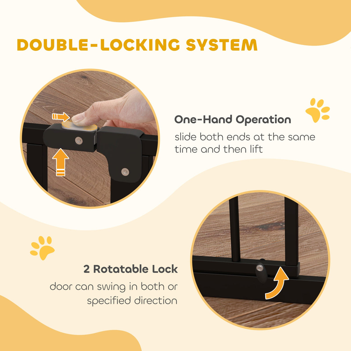 30"- 45" Easy Install Pet Gate w/ Door & Double Locking System, Extra Wide Dog Gate for Stairs, Hallways, White