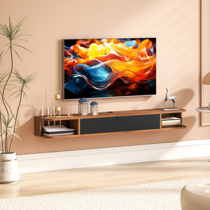 Lennox 55" Floating TV Stand for TVs up to 65" with Flip Drawer-Walnut