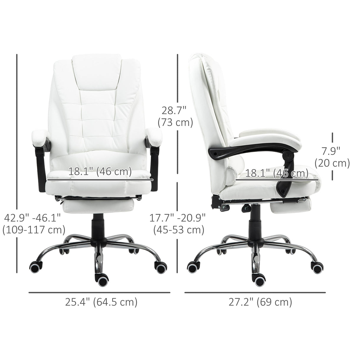 Ergonomic Office Chair with Back Support, PU leather Executive Office Chair with High Back, Retractable Footrest, Black