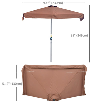 9.8ft Half Umbrella Semi Round Patio Parasol with Crank Handle, Top Vent for Garden, Balcony- NO BASE INCLUDED, Green