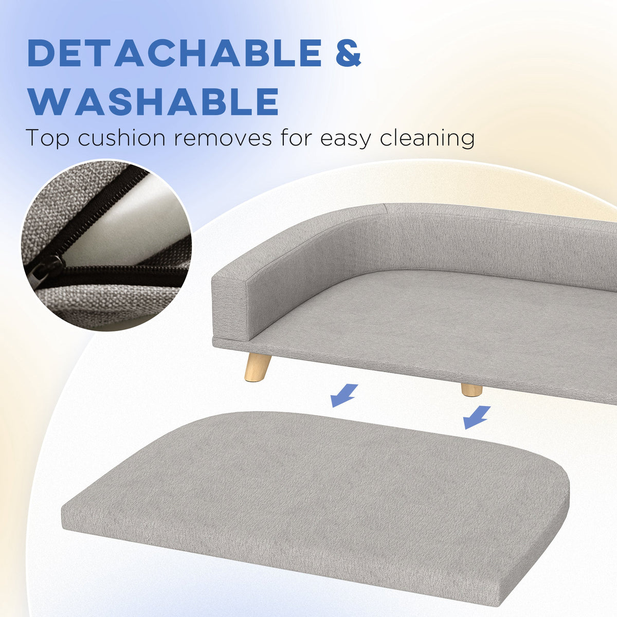 Dog Sofa for Large Dogs with Washable Cover, Anti-slip Foot Pads, Dark Grey