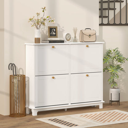 Modern Shoe Storage Cabinet, Narrow Shoe Cabinet with 4 Flip Drawers, Adjustable Shelves, 5 Legs for Entryway, Black