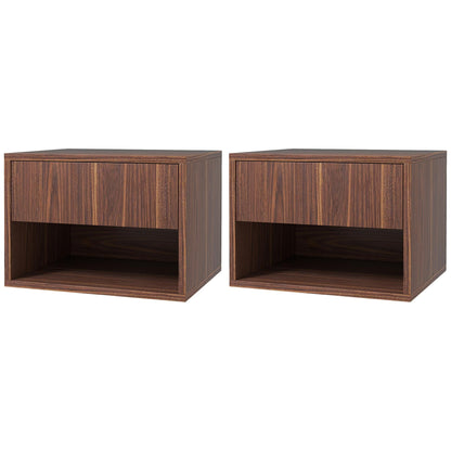 Floating Nightstand Set of 2, Wall Mounted Bedside Table with Drawer for Bedroom Black