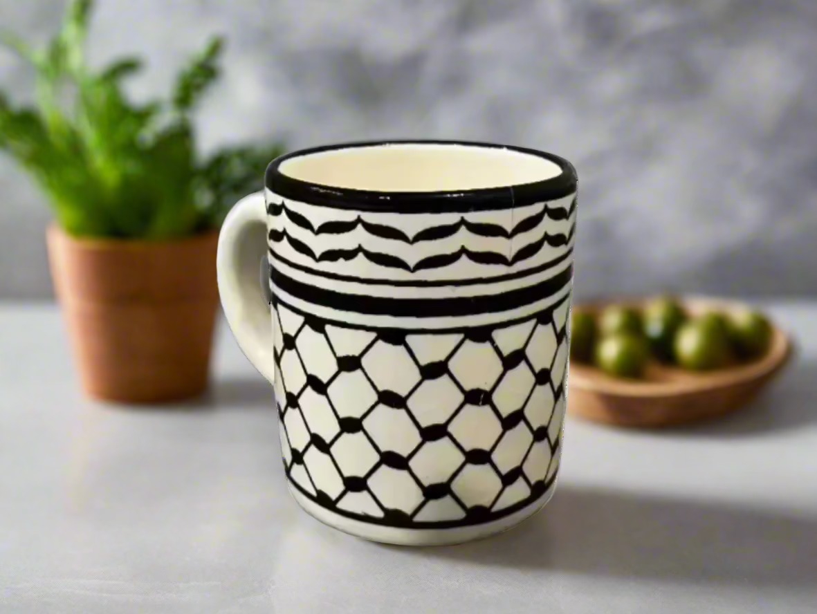 Handmade Ceramic Kuffiyeh Coffee & Tea Mug Kuffiyeh Pattern