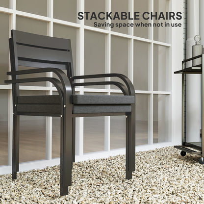 2 Piece Outdoor Dining Chairs with Aluminum Frame, Soft Cushion, for Deck, Garden, Balcony, Poolside, Grey