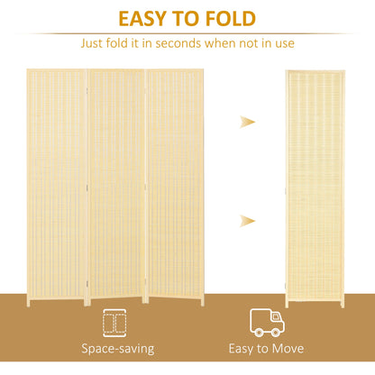 Woven Bamboo Room Divider, 4 Panel Folding Indoor Privacy Screens for Home Office, 71"x71"x0.6", Natural