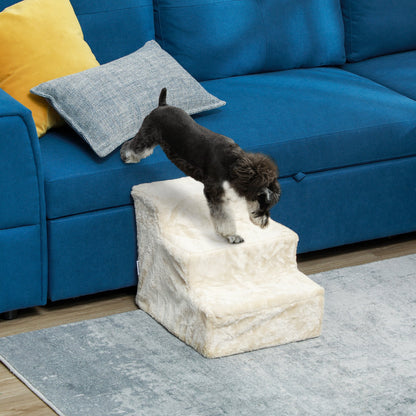 4-Step Dog Ramp for Sofa, Bed, and Couch, with Removable Cover, Light Grey