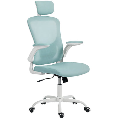 Ergonomic Office Chair, Mesh Desk Chair with Adjustable Headrest, Lumbar Support and Height, Flip-Up Armrests, Black