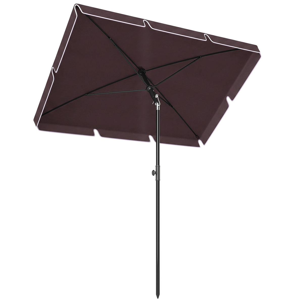 6.5x4ft Rectangle Patio Umbrella Aluminum Tilt Adjustable Garden Parasol Sun Shade Outdoor Canopy Beige