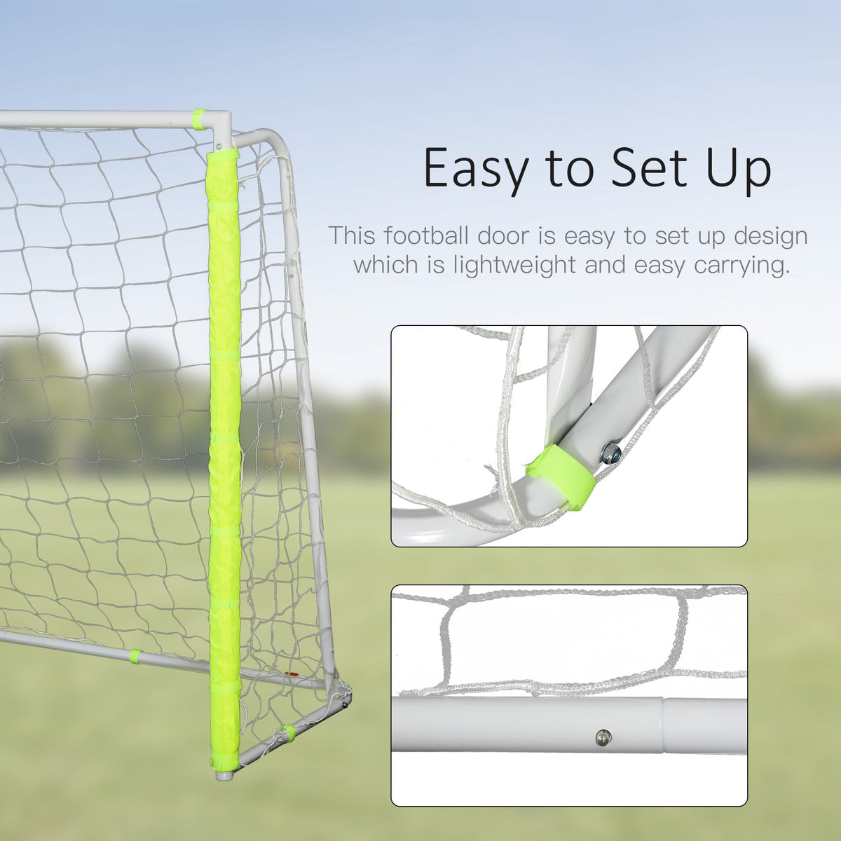 6ft x 4ft Soccer Goal Net with Metal Frame, PE Mesh, Ground Stakes, Easy Assembly, White