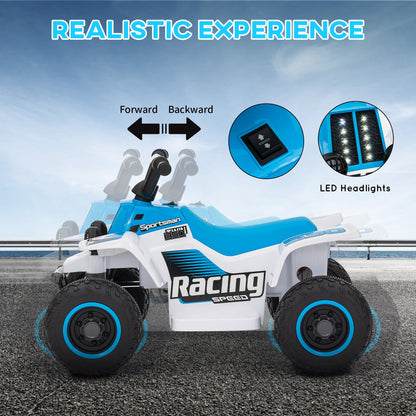 6V Kids ATV Quad, 4 Wheeler Battery Powered Electric Ride on Car w/ Lights, Forward Backward, Black