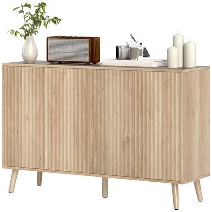 Buffet Cabinet with Storage Modern Fluted Sideboard with Adjustable Shelves Wood Legs for Dining Room Living Room Oak