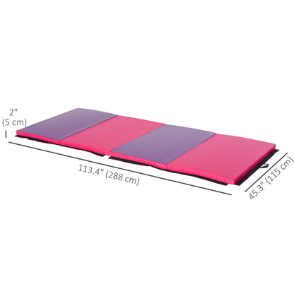 4'x10'x2" Folding Gymnastics Tumbling Mat, Exercise Mat with Carrying Handles for Yoga, MMA, Martial Arts, Dark Blue