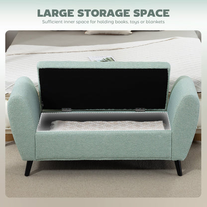 Upholstered Storage Bench with Arms, Modern Ottoman Bench for Bedroom, Entryway, and Living Room, Black