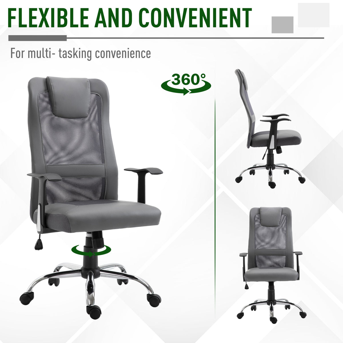 Ergonomic Office Chair with Thick Padded Headrest, Mesh Computer Desk Chair with Tilt Function, Armrest, Black