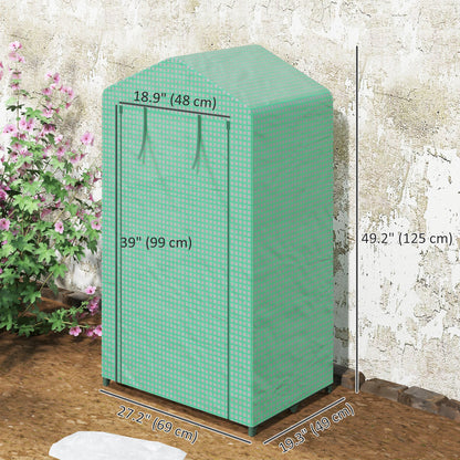 5 Tier Mini Greenhouse, Portable Outdoor Flower Stand with Shelf Clips, Indoor Greenhouse with Steel Frame, Transparent, 27.25" x 19.25" x 76", Green