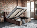 Lamica Upholstered LED Storage Platform Bed - Beige