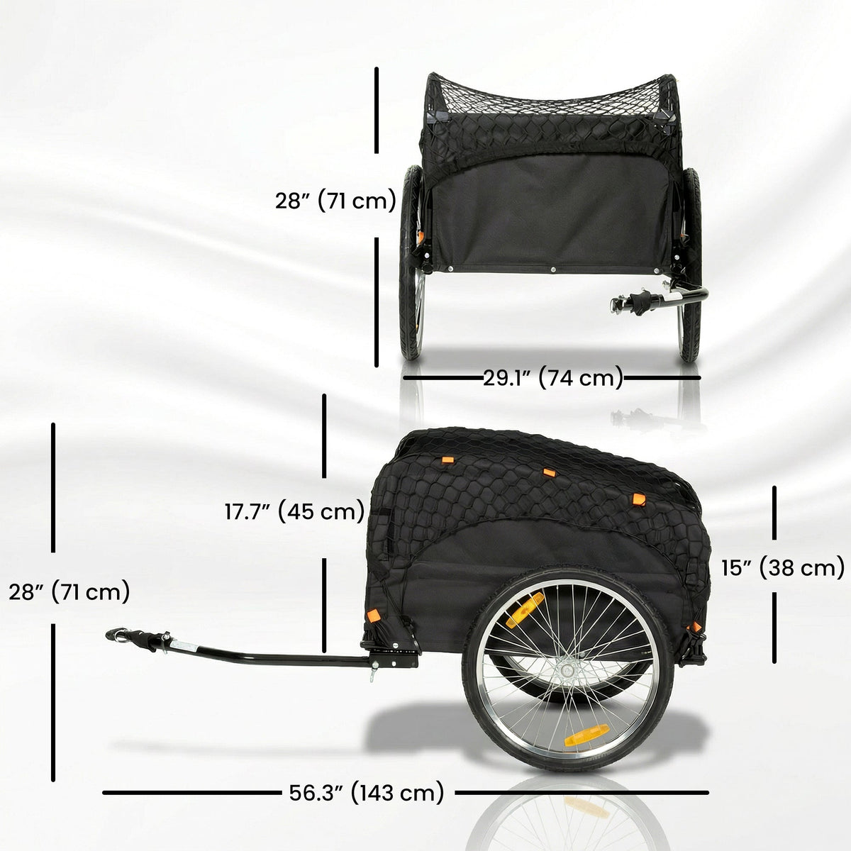 Bike Cargo Trailer, 45 Gal Bicycle Trailer Wagon Cart with Cargo Net, Quick Release 20" Wheels, Safe Reflectors