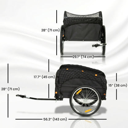 Bike Cargo Trailer, 45 Gal Bicycle Trailer Wagon Cart with Cargo Net, Quick Release 20" Wheels, Safe Reflectors