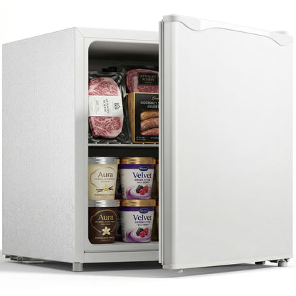 1.1 Cu. Ft. Mini Freezer, Compact Upright Freezer with Reversible Door, Removable Shelf, Adjustable Temperature, Black