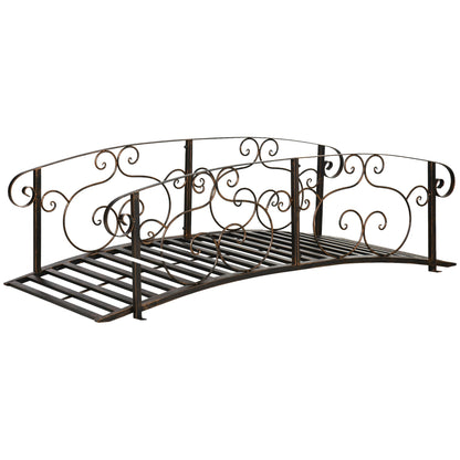 6FT Steel Garden Bridge with Safety Siderails, Decorative Arc Landscaping Bridge for Backyard Creek Stream Pond, Black