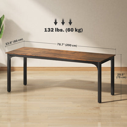 71" Computer Desk, Desktop Desk with Metal Legs, Distressed Black