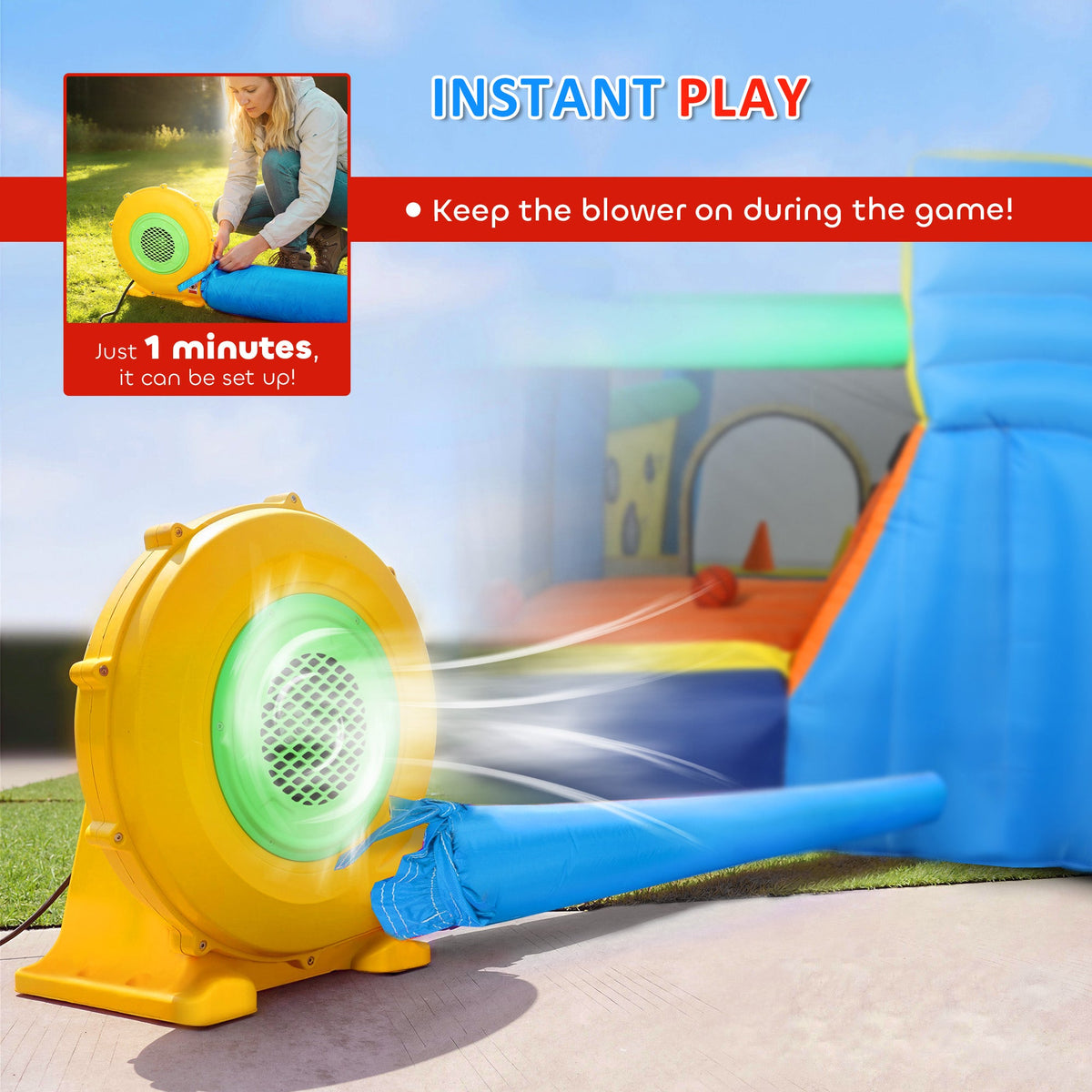 Bouncy Castle for Kids, Inflatable Bounce House with Slide, Pool (Ball Pit), Ball Shooting and Blower for Indoor Outdoor
