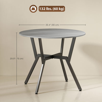 Ainsley 35" Round Dining Table with Steel Frame-Grey