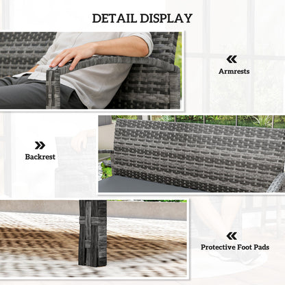 33 Gallon Outdoor Storage Bench, Wicker Deck Box Patio Bench Seat with Cushion, Grey