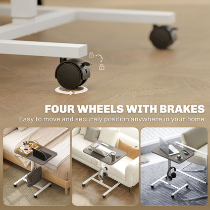 Eden Height Adjustable Standing Desk with Wheels and Headphone Hook-Grey