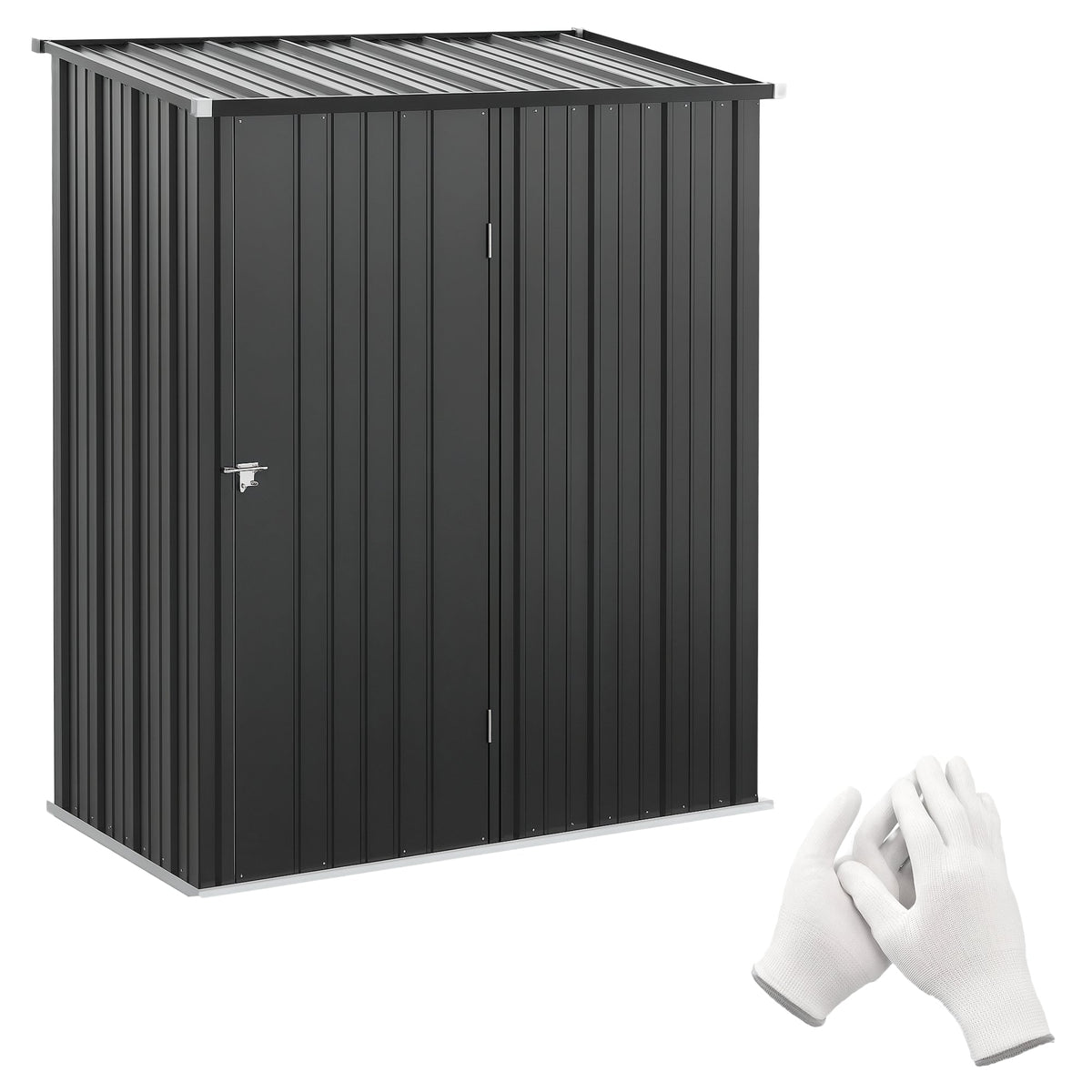 5' x 3' Outdoor Storage Shed, Steel Garden Shed with Single Lockable Door, Tool Storage Shed for Backyard, Black