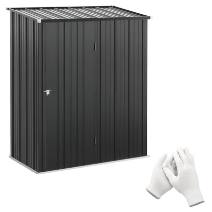 5' x 3' Outdoor Storage Shed, Steel Garden Shed with Single Lockable Door, Tool Storage Shed for Backyard, Black