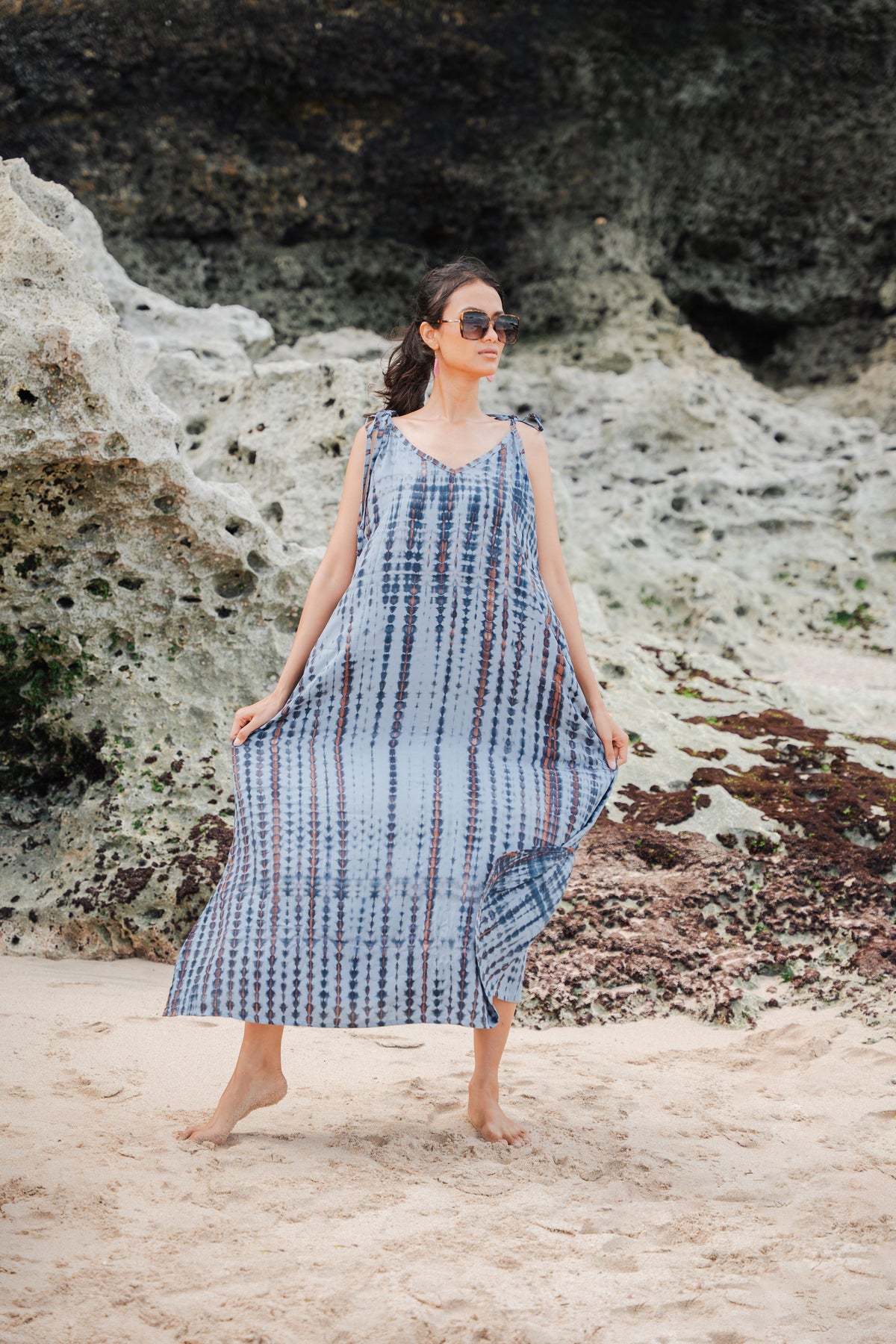Simple Bone Tie Dye Dress - Grey