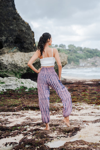 Simple Bone Tie Dye Bali Pants - Pink
